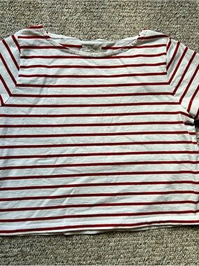 Madewell Red and White Striped Tee, size Med